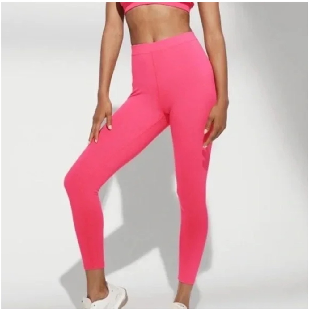 Alo Pink Ribbed High-Waisted Leggings